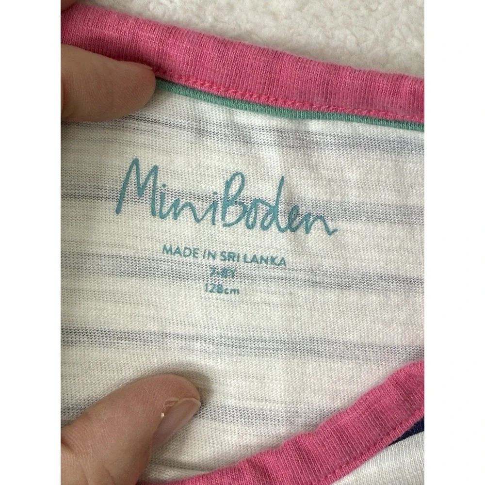 Mini Boden Dress Pockets Long Sleeve Spring Artsy Blue Stripe Girls 7-8 Years